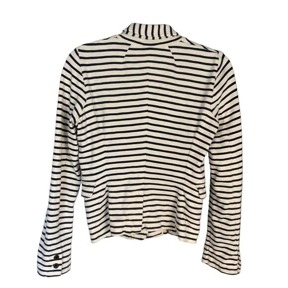 J. Crew Navy Blue Off White Nautical Maritime Striped Cotton Knit Blazer Sz XS - Picture 14 of 14